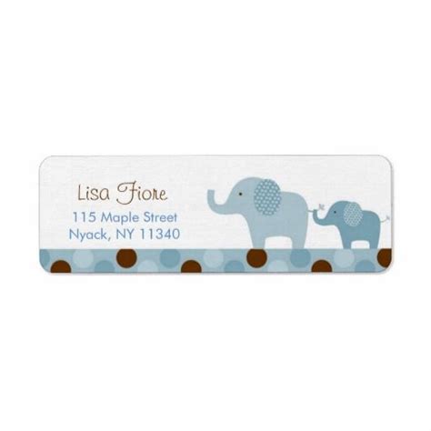 Mod Blue Elephant Baby Shower Address Labels Zazzle Com Elephant