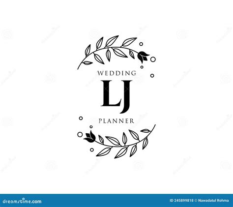 Lj Initials Letter Wedding Monogram Logos Collection Hand Drawn Modern