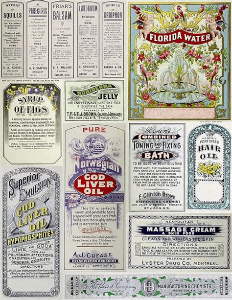 5 Full Sheets Of Vintage Apothecary Labels Vintage Pharmacy Medicines