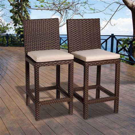 Atlantic Abaco 2 Piece Brown Synthetic Wicker Patio Barstool Set With