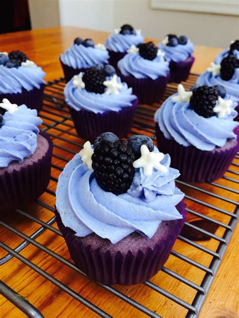 Blueberry And Blackberry Cupcakes With Blueberry Lemon Buttercream