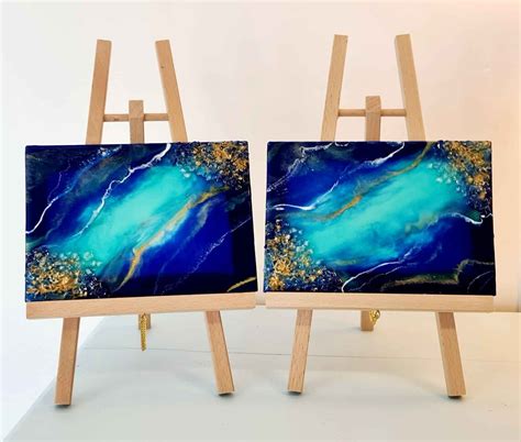 Ocean Resin Art Crushed Glass Art Ocean Acrylic Canvas Etsy Uk