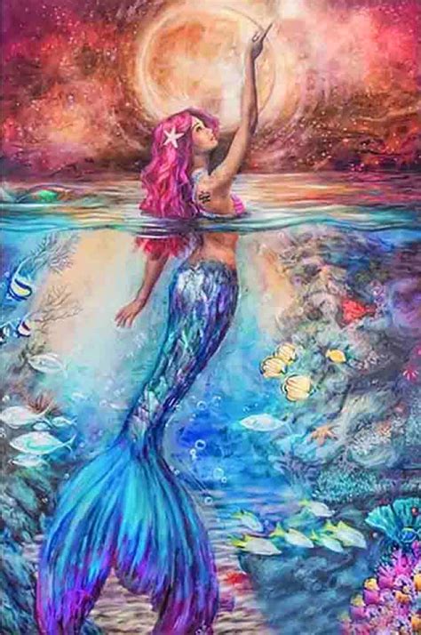Fantasy Diamond Painting Kits Mermaid Artwork Mermaid Art Mermaid Drawings