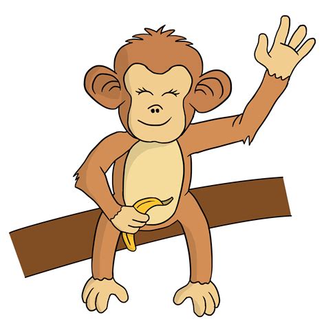 Hand Drawn Cute Monkey Animal Holding A Banana Vector Illustration