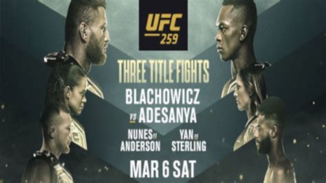 Listen to bbc radio 5 live commentary on ufc 259 in las vegas, including jan blachowicz v israel adesanya in the headline bout. UFC 259: Jan Blachowicz vs. Israel Adesanya date, fight ...