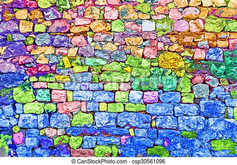Colourful Stone Wall Background Of Colourful Texture Of Stone Wall