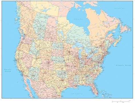 Detailed United States And Canada Map In Adobe Illustrator Format Map