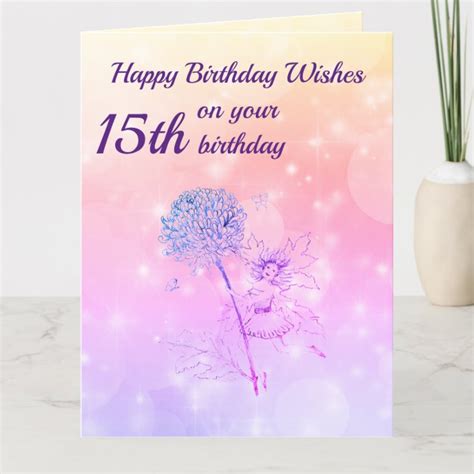 Girls Happy 15th Birthday Greeting Card