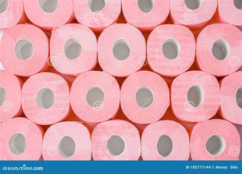 Rolls Of Pink Toilet Paper Abstract Background Or Texture Stock Photo