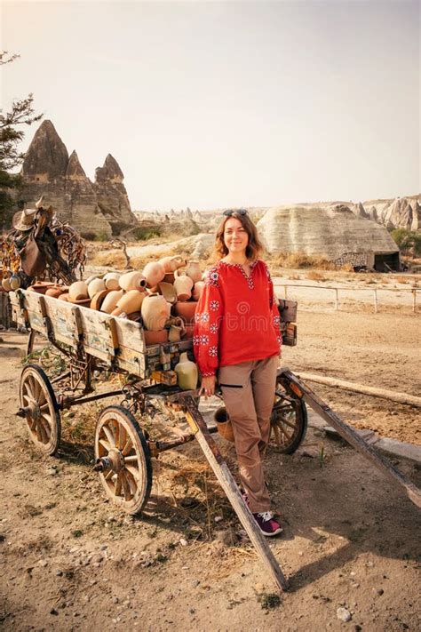 Young Woman Explore Cappadocia Culture In Goreme Stock Photo Image Of