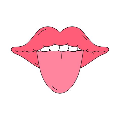 Open Mouth With Tongue Sticking Out In Traditional Cartoon Style