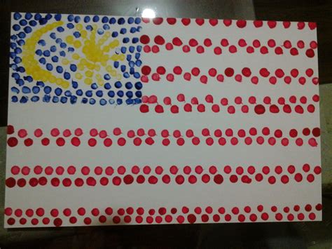 Malaysian Flag Paint Cotton Buds Flag Crafts Kindergarten Art