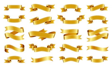 Premium Vector Gold Ribbon Scroll Set