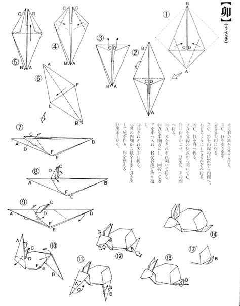 Origami Bunny Rabbit Tutorial And Diagram Paper Kawaii