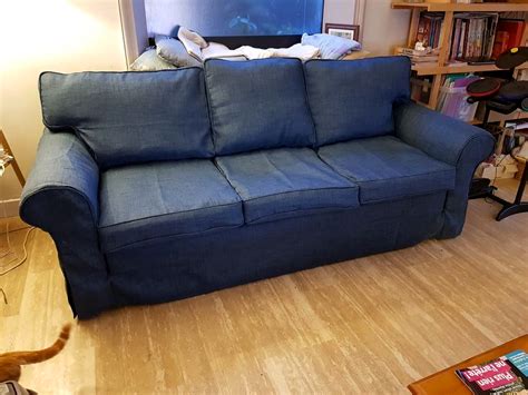 Need sofa slipcover ideas for your ikea sofa? IKEA Ektorp sofa in Comfort Works' Kino Denim sofa ...