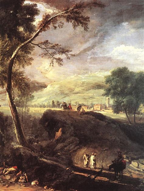 Landscape With River And Figures Detail By Ricci Marco