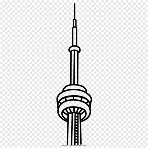 CN Tower Coloring Book Vẽ nghệ thuật Line cn tower Silhouette đen