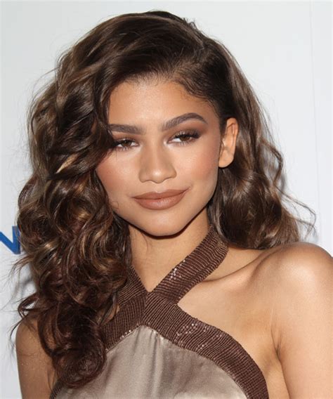 Zendaya Coleman Long Curly Formal Hairstyle Brunette Hair Color