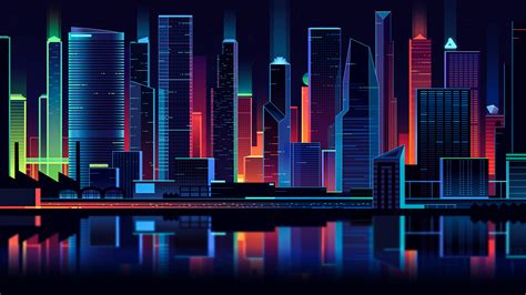 Romain Trystram Digital Art Artwork Retro Style Neon Lights City