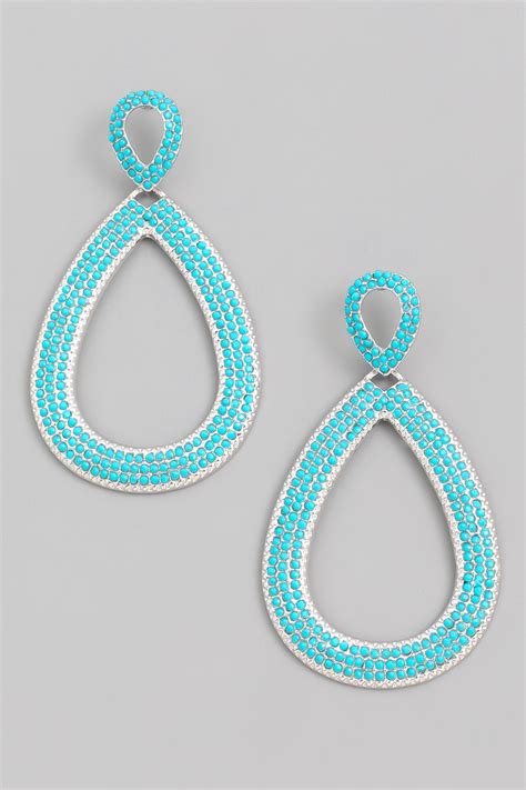 Turquoise Beaded Hoop Teardrop Earrings