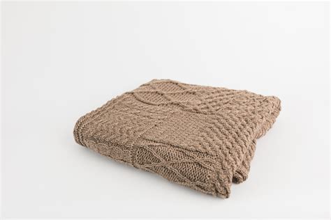 Knitted Throw With A Variety Of Traditional Aran Patterns Aran