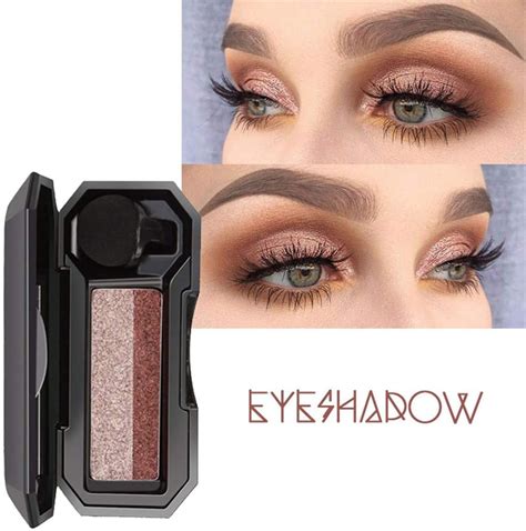 Mishuowoti Two Color Eyeshadow Stamp Lazy Eye Shadow Palettes Makeup Powder Flexibility Lasting