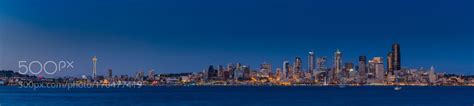 Seattle Skyline In Twilight With Clear Sky By Freebilly