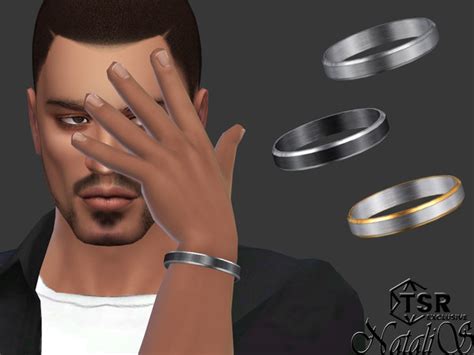 The Sims Resource Mens Satin Center Polished Edge Bracelet