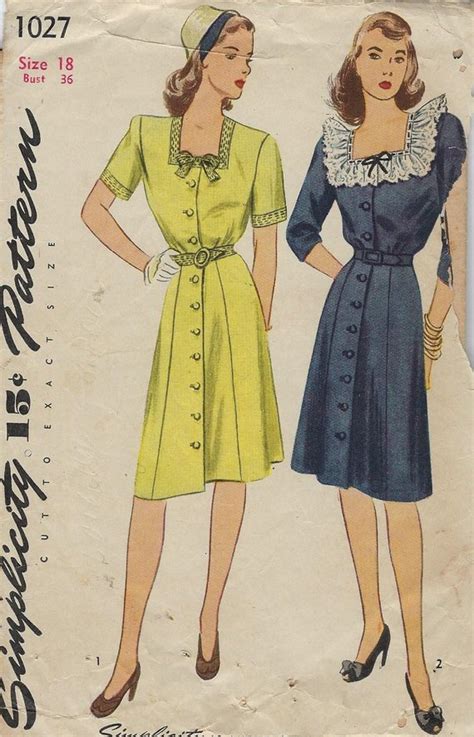 Long Short Sleeve Shirtwaist Dress Simplicity Unprinted Pattern 1027
