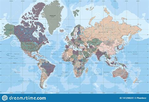 Mapa Político Altamente Detalhado Do Mundo Ilustração do Vetor Ilustração de etiquetado atlas