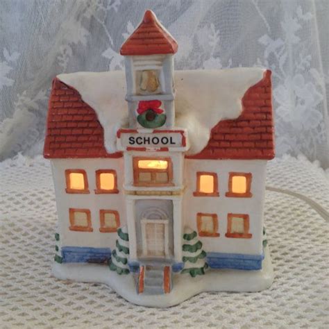 Christmas christmas garland christmas town in the technique of decoupage. HOMCO Christmas Village School House, Dickens Style Ceramic Decor 5108, Illuminated Holiday ...