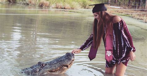 Look Student Poses With 13 Foot Alligator Friend For Graduation