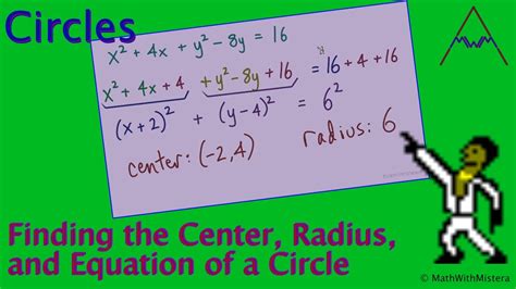 The coordinate (h,k,l) tells us where the center of the sphere is. Find the Radius, Center, and Equation of a Circle -- Part ...