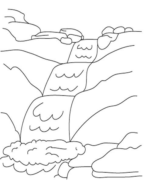 Waterfall Nature Free Printable Coloring Pages