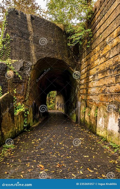 Entrance To The Creepy Tunnel To The St James S Cemetery Stock Image