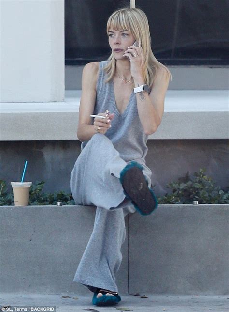 Jaime King Cuts A Chic Figure In Long Gray Dress For Cigarette Break After Grabbing Coffee In La