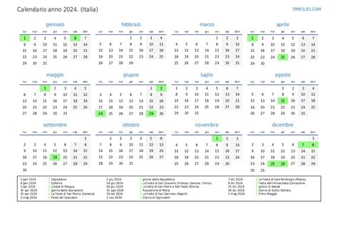 Calendario Per Il 2024 Con Giorni Festivi In Italia Stampa E Scarica