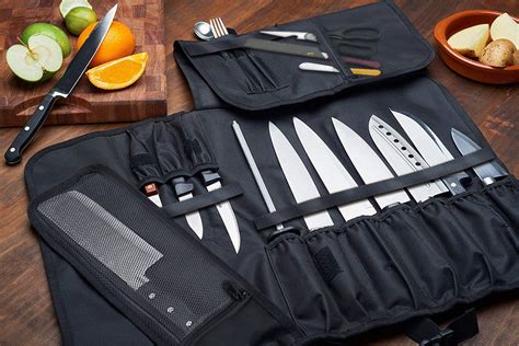 Knife Roll Bag For Chefs 15 Slots Knife Carrying Case Everpride