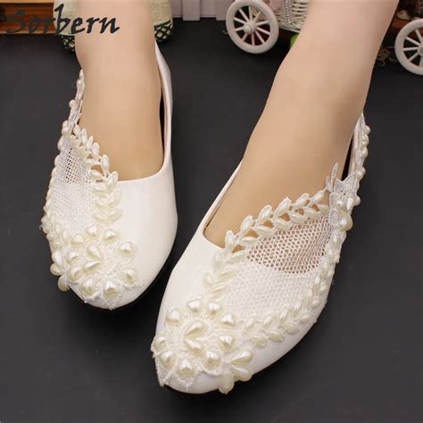 Buy Sorbern Elegant White Mesh Wedding Shoes Flat Heel
