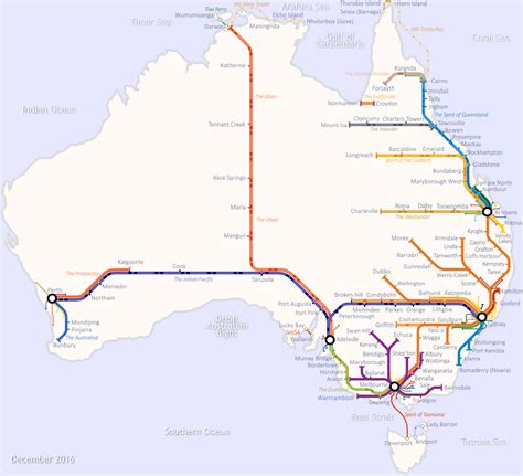 Map Of Australian Train Services Australien Karte Geografie Australien