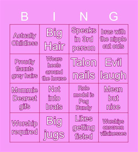 Lesbian Mommy Bingo Card