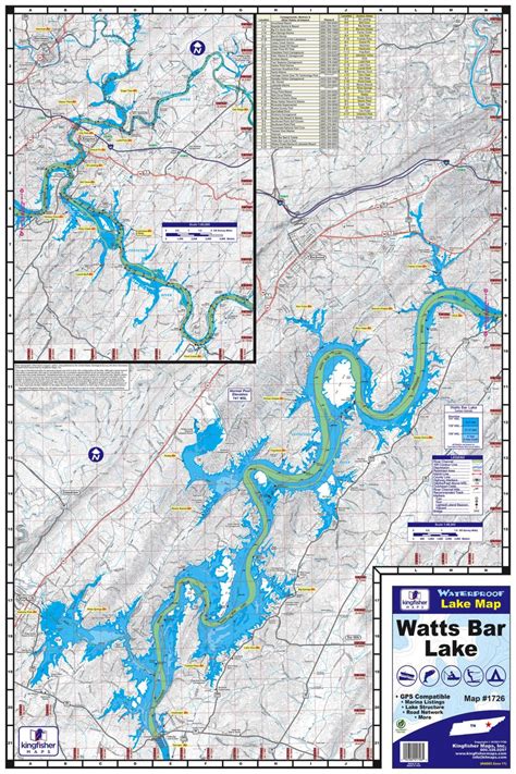 Watts Bar Lake Waterproof Map 1726 Kingfisher Maps Inc