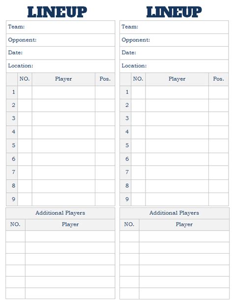 Top Printable Softball Lineup Cards Jimmy Website