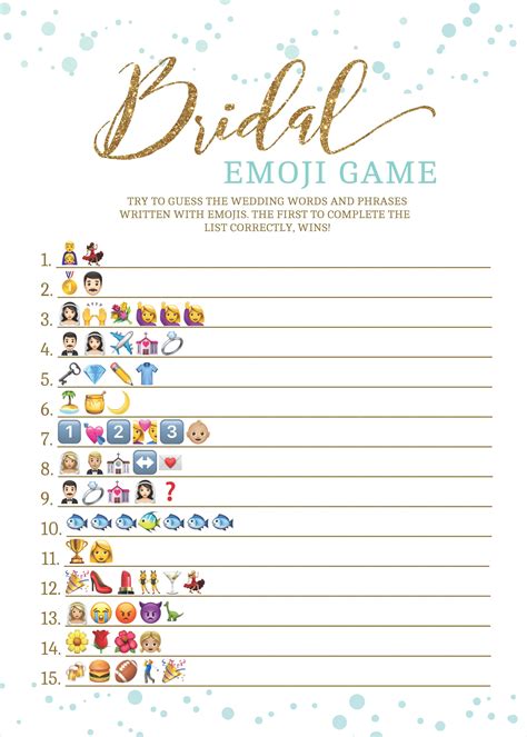 Emoji Bridal Shower Game Free Printable