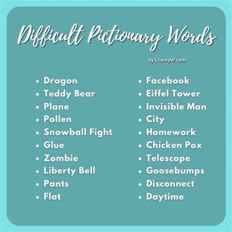 650 Wonderful Pictionary Words For Kids And Adults In 2023