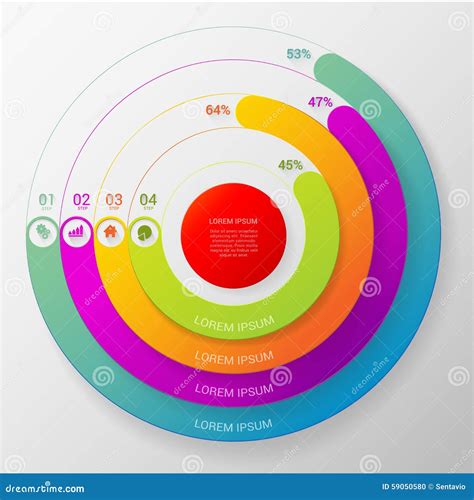 Vector Circular Chart Graph Infographic Template Background Stock
