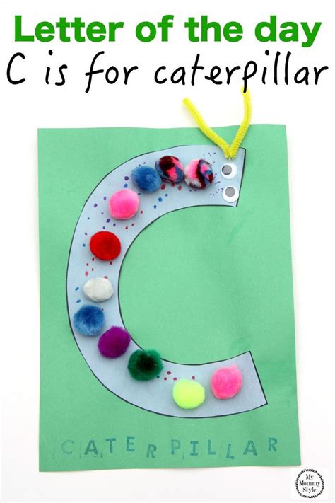 The Letter C Is For Caterpillar Craft With Pom Poms On It