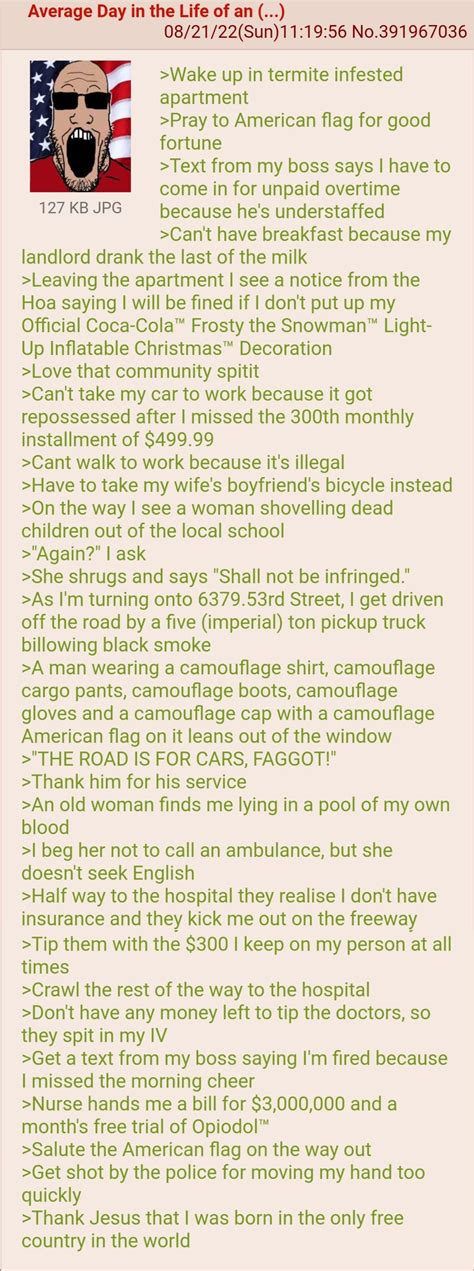 Average Day In The Life Of An American R Greentext Greentext Stories Know Your Meme