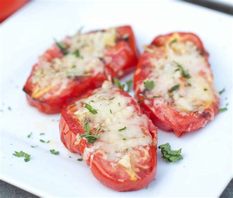 Grilled Parmesan Garlic Tomatoes Served From Scratch
