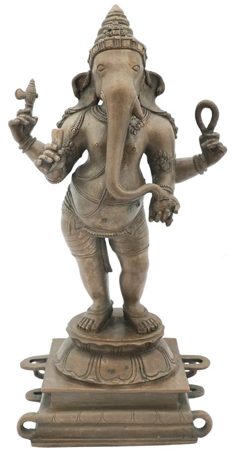 13 Fine Standing Chaturbhujadhari Ganesha Handmade Panchaloha